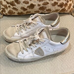 Philippe Model White and Silver Sneakers